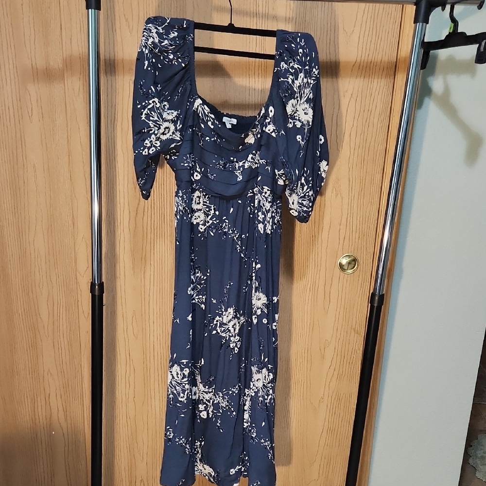 Maurices Navy Floral Long Sleeve Dress